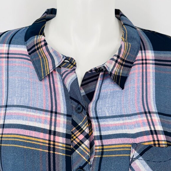 Catherines Tunic Dress Women's Size 2X Plaid Button Front Collared Midi Length - Picture 2 of 12